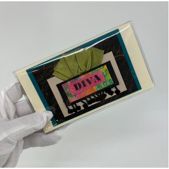 Diva Handmade Wallet Scarf Beads Cardstock Clear Checkbook Wallet - Picture 1 of 8